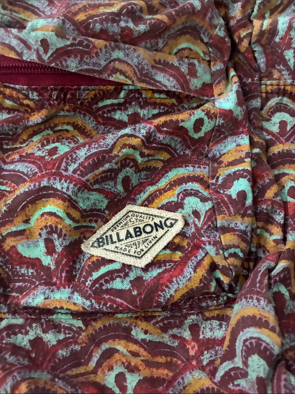 Billabong Maroon Multi-Pattern Backpack - Picture 2 of 4